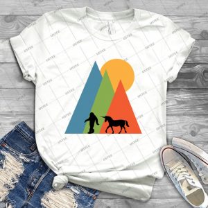 Bigfoot Yeti Sasquatch Unicorn Mountain And Sun Design 85 - Trending Shirt For Women Vintage Retro Tee For Men Kid's T-Shirt Handmade Shirt