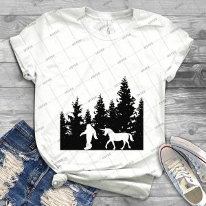 Bigfoot Yeti Sasquatch Unicorn Walking In The Woods 19 - Trending Shirt For Women Vintage Retro Tee For Men Kid's T-Shirt Handmade Shirt
