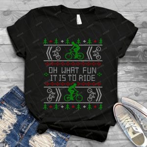 Biking Oh What Fun Cycling Bike Ugly Christmas Sweater - Vintage Mens Shirt Tshirt For Women Classic Handmade Shirt Retro Graphic Tee