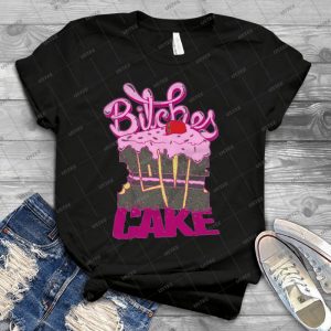 Bitches Love Cake - Vintage Mens Shirt Tshirt For Women Classic Handmade Shirt Retro Graphic Tee