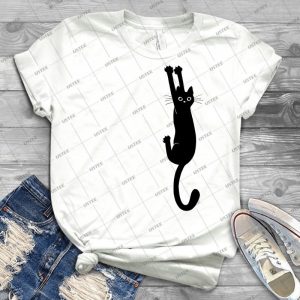 Black Cat Holding On 4 - Trending Shirt For Women Vintage Retro Tee For Men Kid's T-Shirt Handmade Shirt