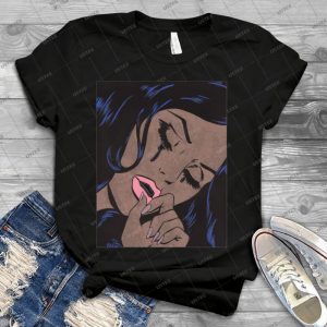 Black Hair Crying Comic Girl 82 - Vintage Mens Shirt Tshirt For Women Classic Handmade Shirt Retro Graphic Tee
