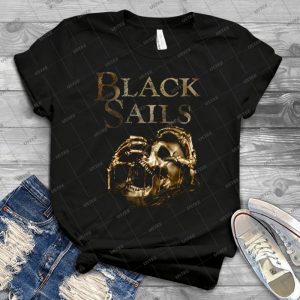 Black Sails Golden Skull Logo - Vintage Mens Shirt Tshirt For Women Classic Handmade Shirt Retro Graphic Tee
