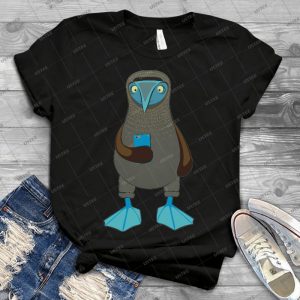Blue-Footed Booby With Phone 57 - Vintage Mens Shirt Tshirt For Women Classic Handmade Shirt Retro Graphic Tee