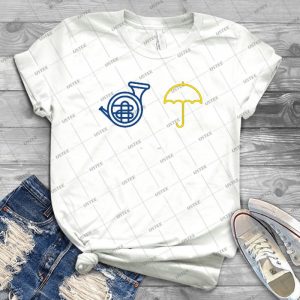 Blue French Horn Vs- Yellow Umbrella 83 - Gift Idea Shirt For Men Tee For Women Classic Retro Vintage Graphic T-Shirt