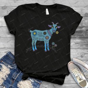 Blue Goat 25 - Vintage Mens Shirt Tshirt For Women Classic Handmade Shirt Retro Graphic Tee