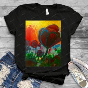Blue High Poppies On Fire - Best Unisex Trending Handmade T-shirt Gift Idea For Men T-shirt For Woman