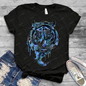 Blue Tiger 95 - Vintage Mens Shirt Tshirt For Women Classic Handmade Shirt Retro Graphic Tee