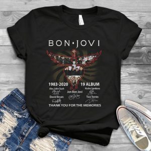 Bon Jovi 1983-2020 Thank You For The Memories 19 Albums All Members Signature Best Heavy Metal Music Handmade Shirt