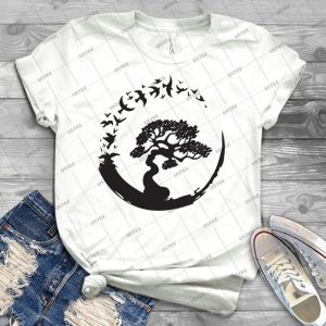 Bonsai Tree In Enso Circle Birds 89 - Trending Shirt For Women Vintage Retro Tee For Men Kid's T-Shirt Handmade Shirt