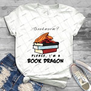 Bookworm Please, I M A Book Dragon- 69 - Vintage Men's Shirt Tshirt For Women Classic Handmade Shirt Retro Graphic Tee
