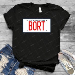 Bort License Plate  Itchy  Scratchy Land 6 - Trending Shirt For Women Vintage Retro Tee For Men Kid's T-Shirt Handmade Shirt