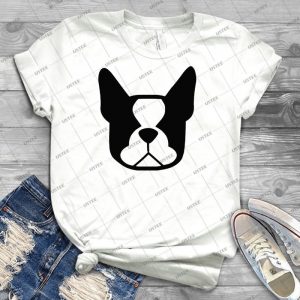 Boston Terrier Face In Black And White-Bold Boston Silhouette - Best Unisex Trending Handmade T-shirt Gift Idea For Men T-shirt For Woman