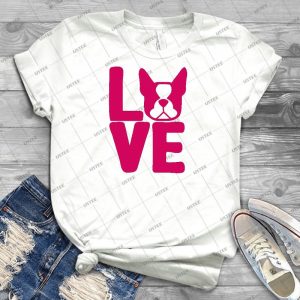 Boston Terrier Love Square In Pink 71 - Trending Shirt For Women Vintage Retro Tee For Men Kid's T-Shirt Handmade Shirt