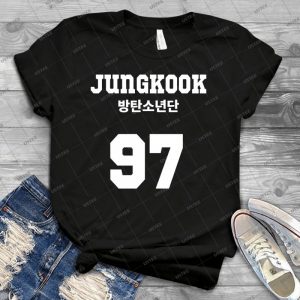 Bts - Jungkook Jersey Style 21 - Vintage Mens Shirt Tshirt For Women Classic Handmade Shirt Retro Graphic Tee