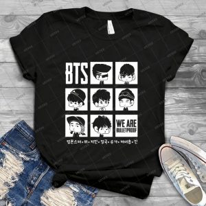 Bts We Are Bulletproof Chibi 16 - Vintage Mens Shirt Tshirt For Women Classic Handmade Shirt Retro Graphic Tee