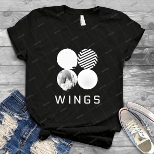 Bts Wings Logo - Black - - Gift Idea Shirt For Men Tee For Women Classic Retro Vintage Graphic T-Shirt