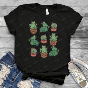 Cactus Cats 84 - Vintage Mens Shirt Tshirt For Women Classic Handmade Shirt Retro Graphic Tee