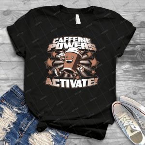 Caffeine Powers--- Activate  76 - Vintage Mens Shirt Tshirt For Women Classic Handmade Shirt Retro Graphic Tee