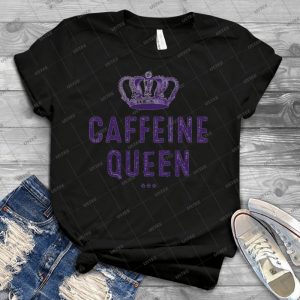 Caffeine Queen - Vintage Mens Shirt Tshirt For Women Classic Handmade Shirt Retro Graphic Tee