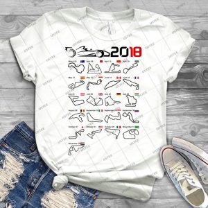 Calendar F1 2018 Circuits White 61 - Trending Shirt For Women Vintage Retro Tee For Men Kid's T-Shirt Handmade Shirt