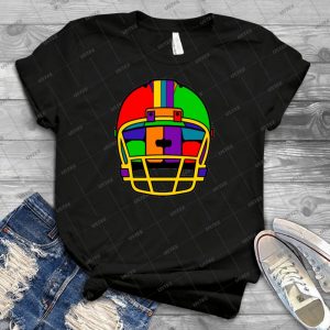 Casque De Football - Arc-En-Ciel - - Vintage Mens Shirt Tshirt For Women Classic Handmade Shirt Retro Graphic Tee
