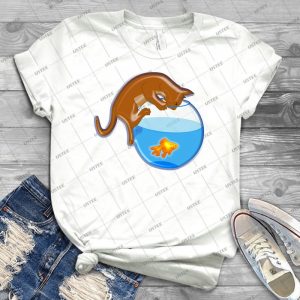 Cat And Goldfish Cat Goldfish Bowl 32 - Trending Shirt For Women Vintage Retro Tee For Men Kid's T-Shirt Handmade Shirt