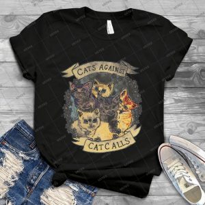 Cats Against Cat Calls 12 - Vintage Mens Shirt Tshirt For Women Classic Handmade Shirt Retro Graphic Tee