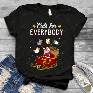 Cats For Everybody Funny Ugly Christmas Sweatshirt - Gift Idea Shirt For Men Tee For Women Classic Retro Vintage Graphic T-Shirt