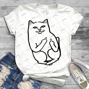 Chatte Du Doigt Du Milieu 42 - Vintage Men's Shirt Tshirt For Women Classic Handmade Shirt Retro Graphic Tee