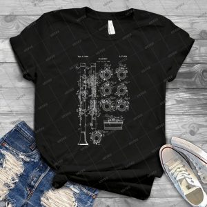 Chemise De Conception De Plan De Clarinette-T-Shirt De Fanfare Vintage - Vintage Mens Shirt Tshirt For Women Classic Handmade Shirt Retro Graphic Tee