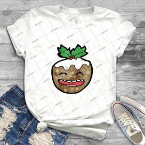 Christmas Pudding Cartoon Character 35 - Vintage Men's Shirt Tshirt For Women Classic Handmade Shirt Retro Graphic Tee