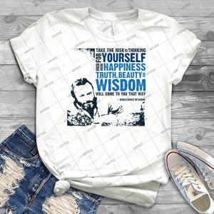 Christopher Hitchens- Think For Yourself 16 - Vintage Men's Shirt Tshirt For Women Classic Handmade Shirt Retro Graphic Tee