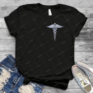 Chrome Like Medical Caduceus Snakes - Gift Idea Shirt For Men Tee For Women Classic Retro Vintage Graphic T-Shirt