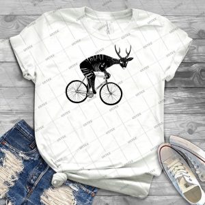 Ciervos Y Bicicletas 53 - Vintage Men's Shirt Tshirt For Women Classic Handmade Shirt Retro Graphic Tee