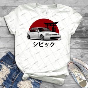 Civic Ek - White - - Vintage Men's Shirt Tshirt For Women Classic Handmade Shirt Retro Graphic Tee