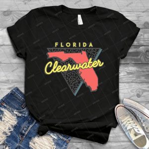 Clearwater Florida Map Fl Souvenir - Vintage Mens Shirt Tshirt For Women Classic Handmade Shirt Retro Graphic Tee