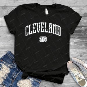 Cleveland 216 - White Print - 88 - Vintage Mens Shirt Tshirt For Women Classic Handmade Shirt Retro Graphic Tee