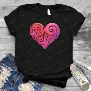 Coeur Swirly - Vintage Mens Shirt Tshirt For Women Classic Handmade Shirt Retro Graphic Tee