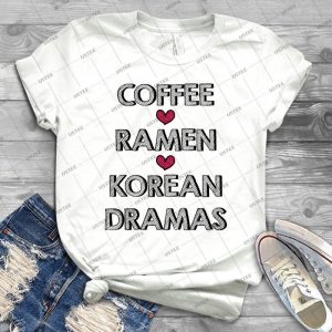 Coffee - Ramen - Korean Dramas 68 - Vintage Men's Shirt Tshirt For Women Classic Handmade Shirt Retro Graphic Tee