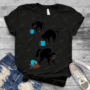 Coffee Cat 75 - Vintage Mens Shirt Tshirt For Women Classic Handmade Shirt Retro Graphic Tee