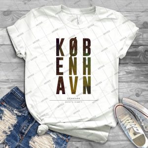 Copenhagen City Name Print - Vintage Men's Shirt Tshirt For Women Classic Handmade Shirt Retro Graphic Tee
