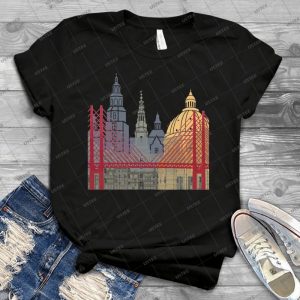 Copenhagen Skyline Poster 99 - Vintage Mens Shirt Tshirt For Women Classic Handmade Shirt Retro Graphic Tee