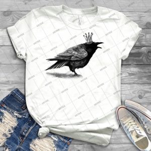 Crow In Crown 75 - Vintage Men's Shirt Tshirt For Women Classic Handmade Shirt Retro Graphic Tee