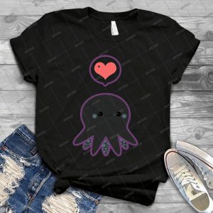 Cute Blue Octopus 87 - Vintage Mens Shirt Tshirt For Women Classic Handmade Shirt Retro Graphic Tee