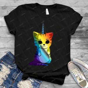 Cute Cat Unicorn Lgbt T-Shirt - Best Unisex Trending Handmade T-shirt Gift Idea For Men T-shirt For Woman