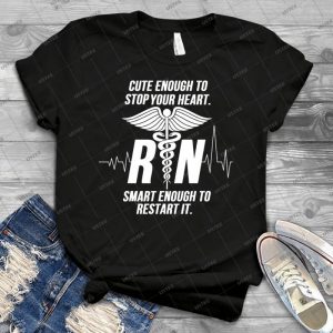 Cute Enough To Stop Your Heart Nurse - Gift Idea Shirt For Men Tee For Women Classic Retro Vintage Graphic T-Shirt