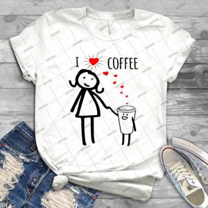 Cute I Love Coffee Tees - Vintage Men's Shirt Tshirt For Women Classic Handmade Shirt Retro Graphic Tee
