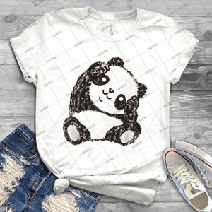 Cute Panda 43 - Vintage Men's Shirt Tshirt For Women Classic Handmade Shirt Retro Graphic Tee