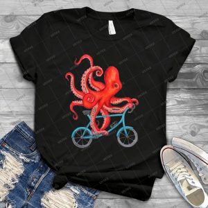 Cycling Octopus 97 - Vintage Mens Shirt Tshirt For Women Classic Handmade Shirt Retro Graphic Tee